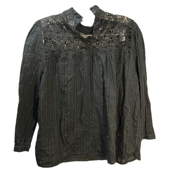 GAP Crochet Lace Trim Mockneck Blouse Small‎ - Picture 3 of 7